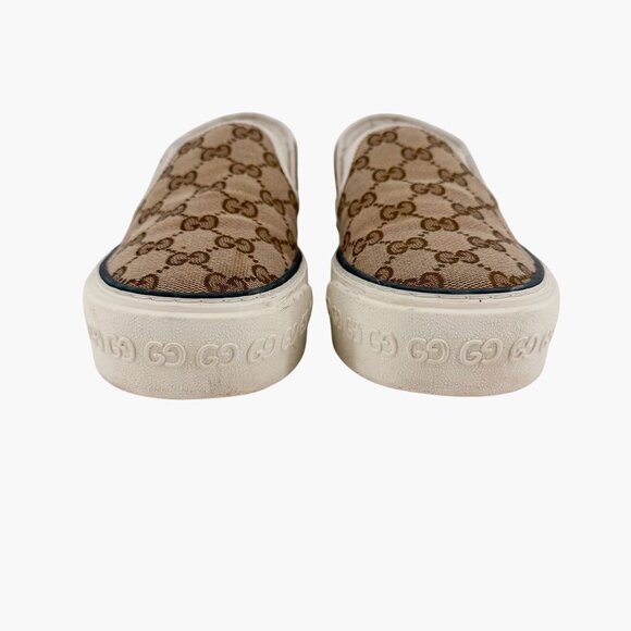 Gucci Tennis 1977 Beige GG Canvas Slip On Sneakers Shoes Size 37 US 7 Women's - Picture 5 of 13